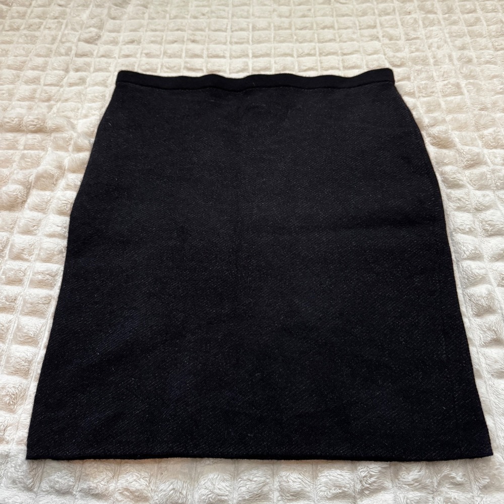 Eileen Fisher Medium Wool Blend Charcoal Black Stretch Pencil Mini Skirt